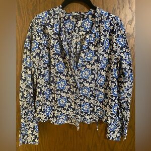 J. Crew Blue and White Floral Top
